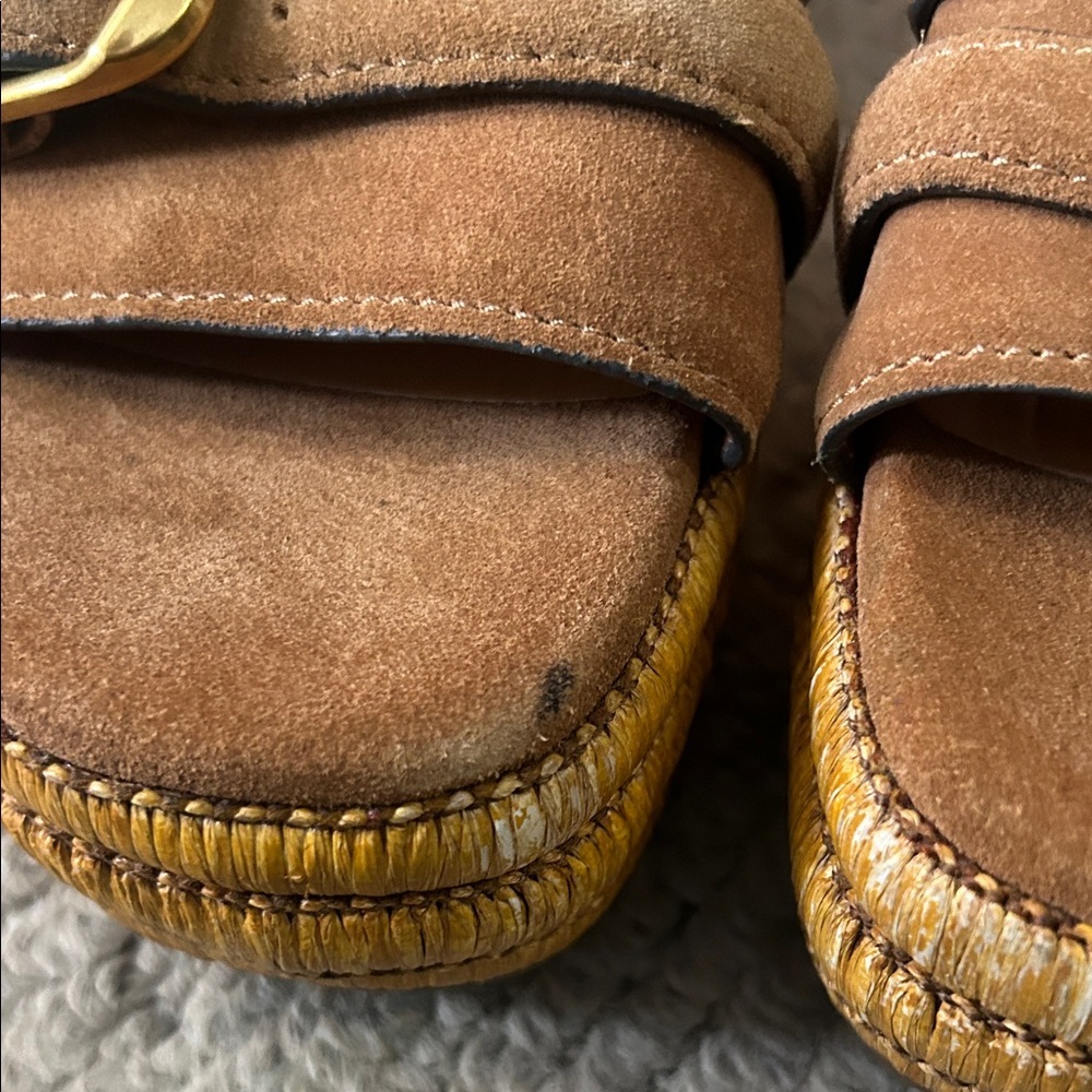 Sarto Womens Tan Suede Platform Espadrille Slide - Picture 7 of 12